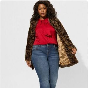 New! Torrid sz 3 Leopard Cheetah Faux Fur Longline Coat 3X
